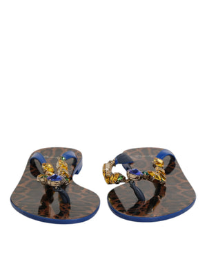 Blau Kristalle Flats Sandalen Beachwear Schuhe