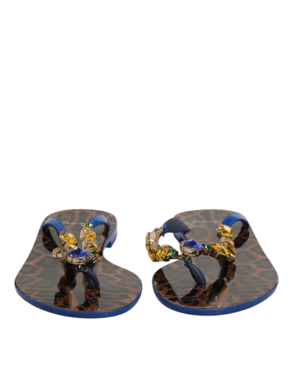Blau Kristalle Flats Sandalen Beachwear Schuhe