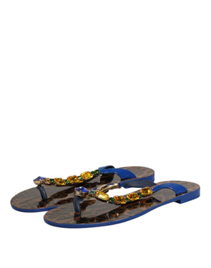 Blau Kristalle Flats Sandalen Beachwear Schuhe