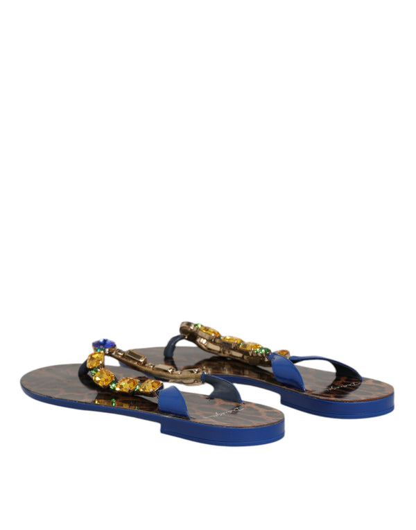 Blau Kristalle Flats Sandalen Beachwear Schuhe