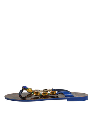 Blau Kristalle Flats Sandalen Beachwear Schuhe