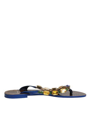Blau Kristalle Flats Sandalen Beachwear Schuhe