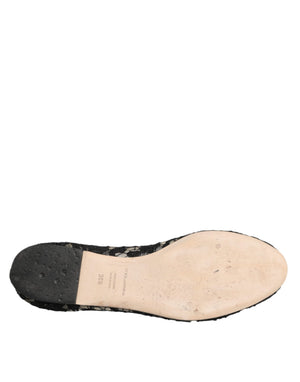 Schwarz Taormina Spitze Slip On Flats Schuhe