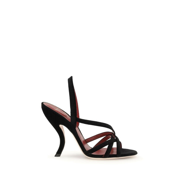 Schwarze Samt-Stilettosandalen