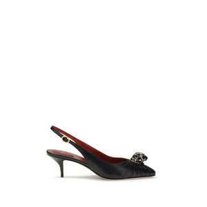 Schwarze Leder-Pumps mit hohem Absatz