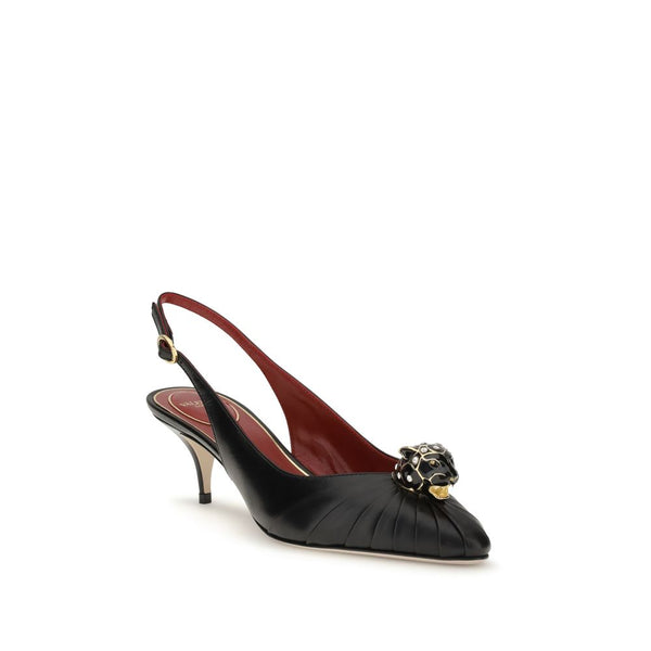 Schwarze Leder-Pumps mit hohem Absatz