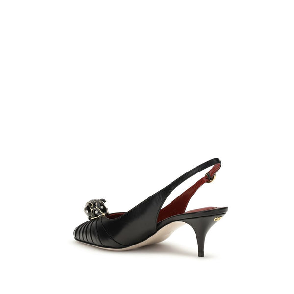 Schwarze Leder-Pumps mit hohem Absatz