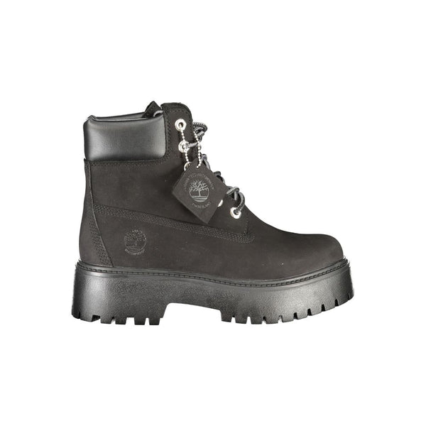 Schwarzes Leder Damen Stiefel