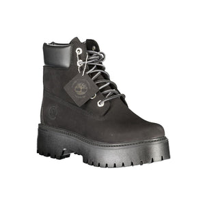 Schwarzes Leder Damen Stiefel