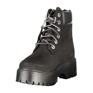 Schwarzes Leder Damen Stiefel