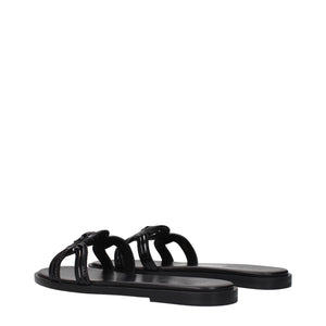 Elegante Leder-Hausschuhe in Schwarz