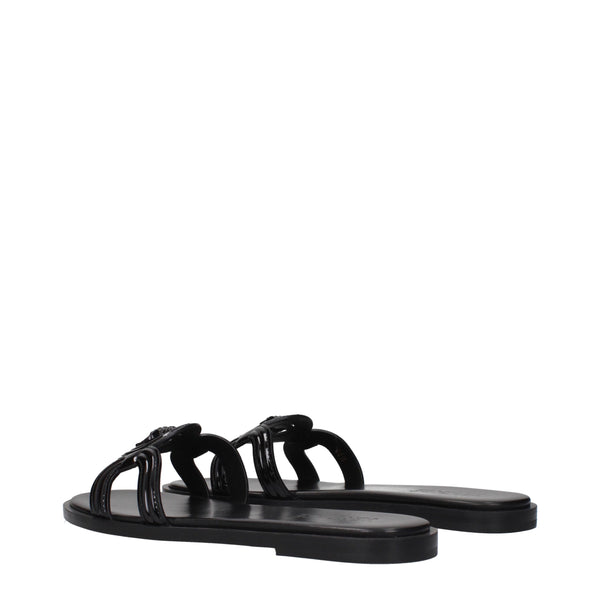 Elegante Leder-Hausschuhe in Schwarz