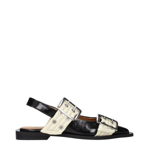 Flache Sandalen aus schwarzem Polyethylen
