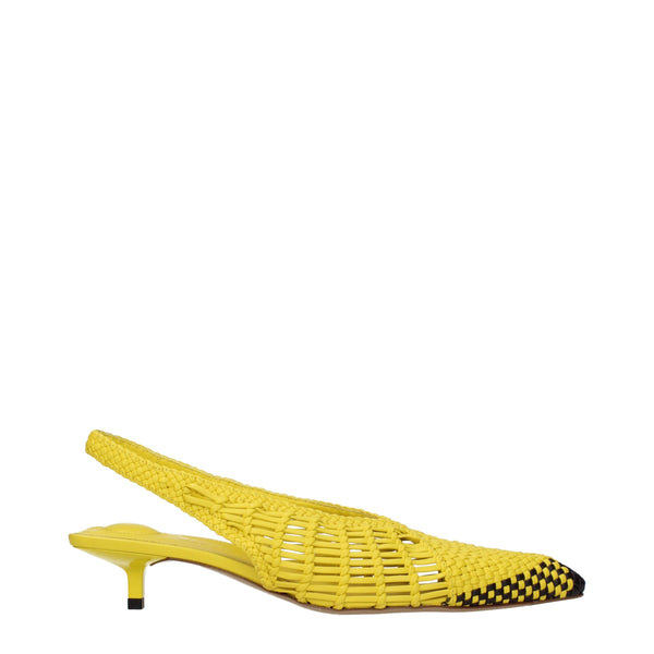 Gelbe Leder-Sandalen mit flacher Sohle