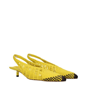 Gelbe Leder-Sandalen mit flacher Sohle