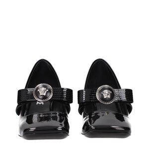 Schwarze Leder Pumps mit mittlerem Absatz