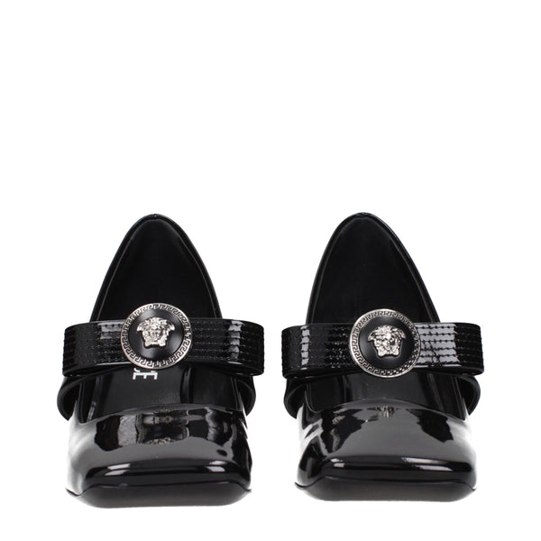 Schwarze Leder Pumps mit mittlerem Absatz