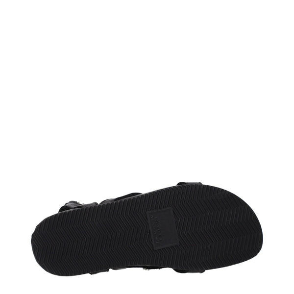Flache Ledersandalen in Schwarz