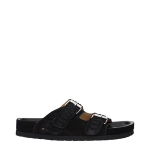 Elegante Leder-Hausschuhe in Schwarz