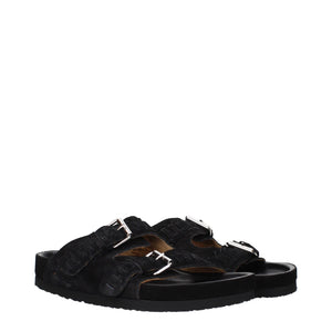 Elegante Leder-Hausschuhe in Schwarz