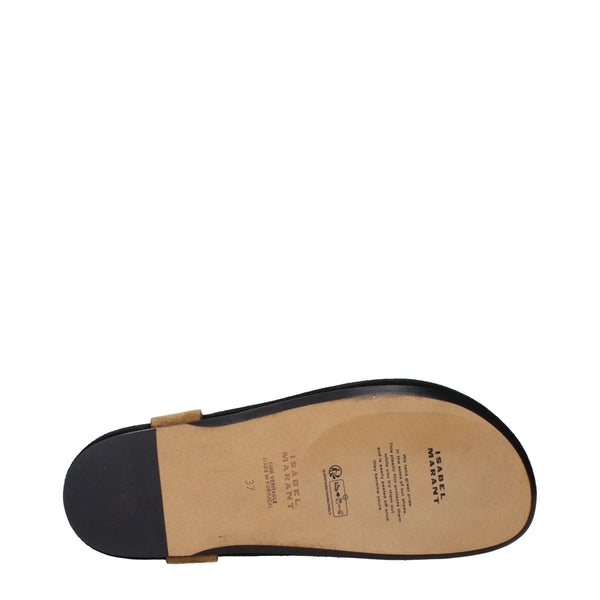 Beigefarbene Flip-Flop-Sandalen aus Leder