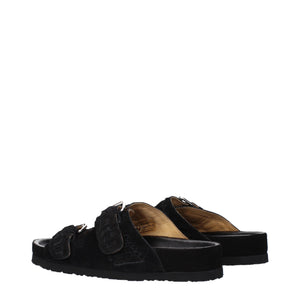 Elegante Leder-Hausschuhe in Schwarz