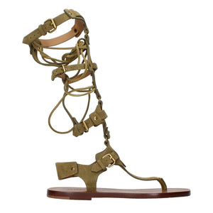 Graue Flip-Flop-Sandalen aus Leder