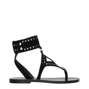 Schwarze Flip-Flop-Sandalen aus Leder