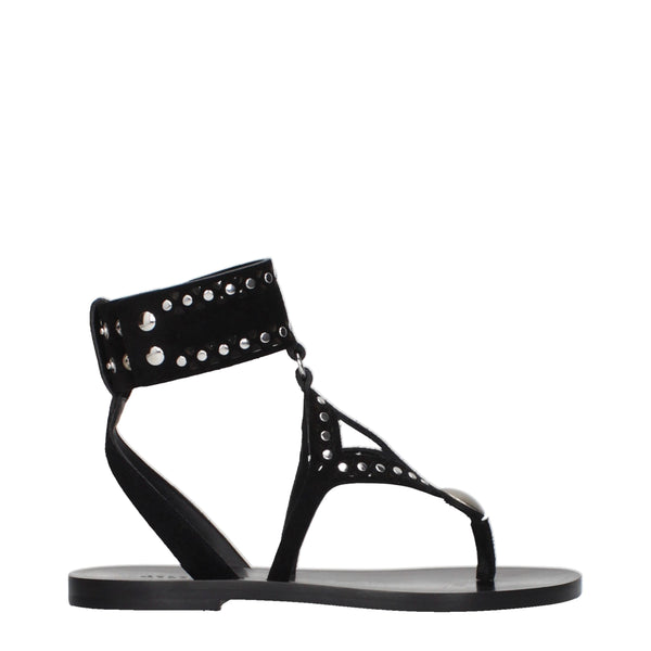 Schwarze Flip-Flop-Sandalen aus Leder