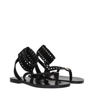 Schwarze Flip-Flop-Sandalen aus Leder