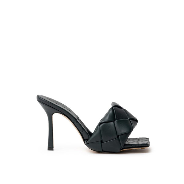 Grüne Leder-Stilettosandalen