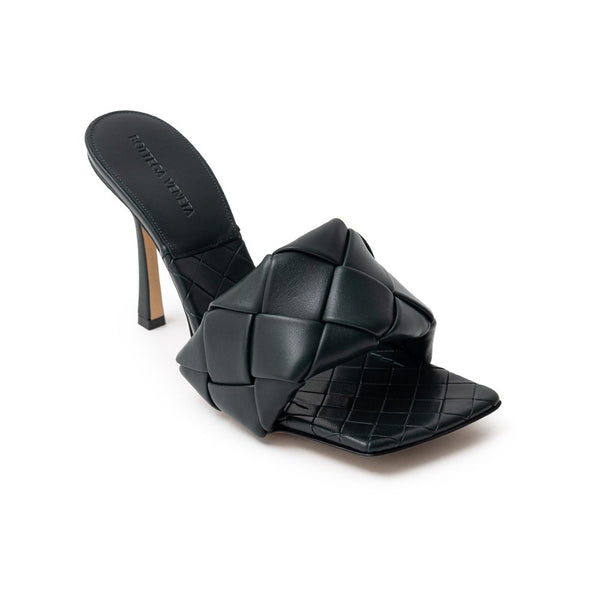 Grüne Leder-Stilettosandalen