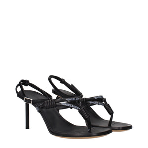 Schwarze Flip-Flop-Sandalen aus Leder