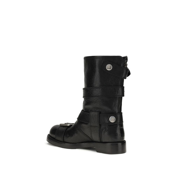 Schwarze Kalbshaut Bos Taurus Schnürstiefel