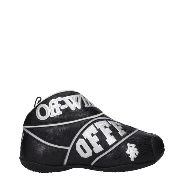 Schwarze Leder-High-Top-Sneaker