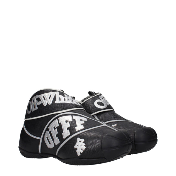 Schwarze Leder-High-Top-Sneaker