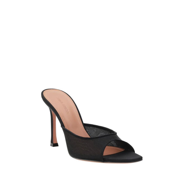 Schwarze Stoff-Stilettosandalen