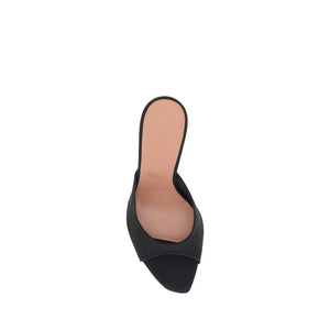 Schwarze Stoff-Stilettosandalen