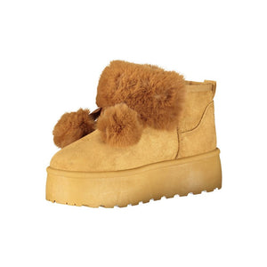 Brauner Polyester Damenstiefel
