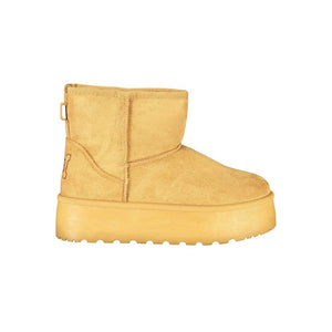 Brauner Polyester Damenstiefel