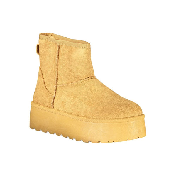 Brauner Polyester Damenstiefel