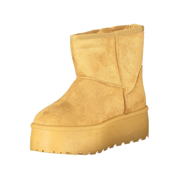 Brauner Polyester Damenstiefel