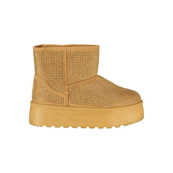 Brauner Polyester Damenstiefel