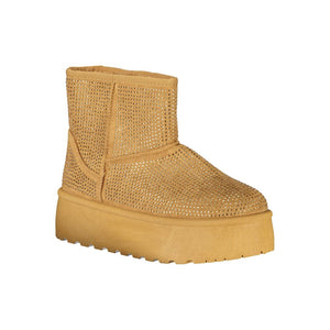 Brauner Polyester Damenstiefel