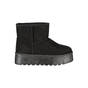 Schwarzer Polyester Damenstiefel