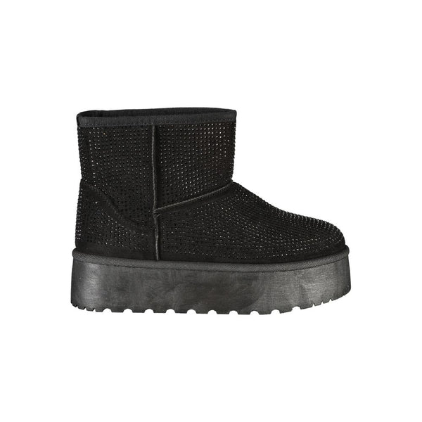 Schwarzer Polyester Damenstiefel