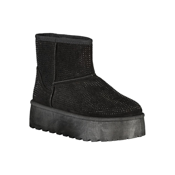 Schwarzer Polyester Damenstiefel