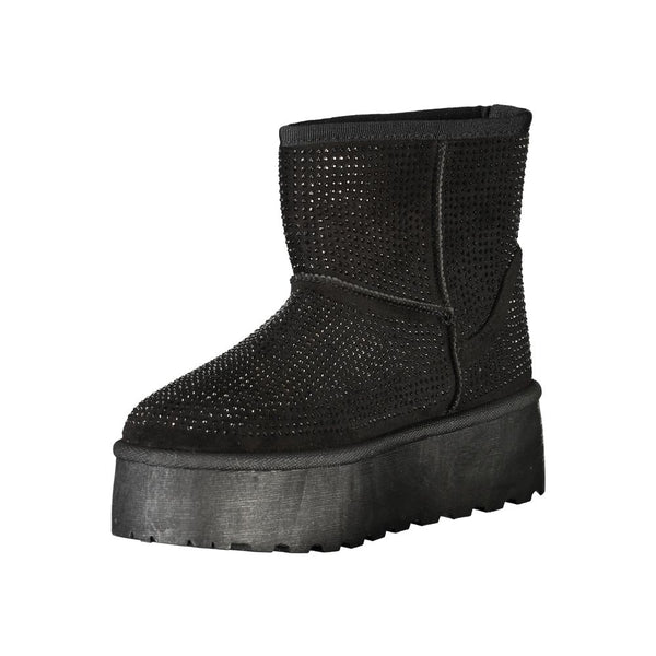 Schwarzer Polyester Damenstiefel
