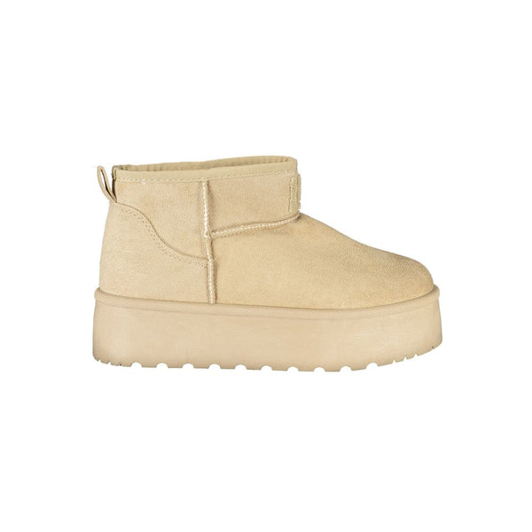 Beige Polyester Damenstiefel