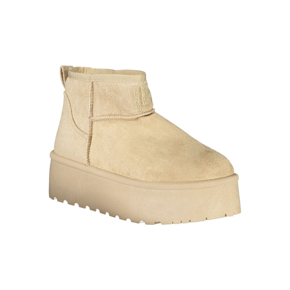 Beige Polyester Damenstiefel
